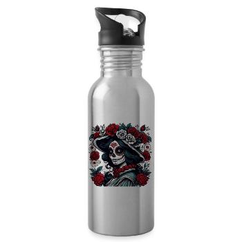 La Catrina / Tattoo / Mexico / Skull / Skull - Water bottle with straw - silver - Right