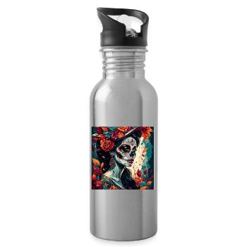 La Catrina/ Tattoo / Mexico / Skull / Skull - Water bottle with straw - silver - Right