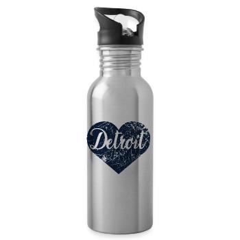 Detroit Herz - Trinkflasche mit integriertem Trinkhalm - Lightsilver - Rechts