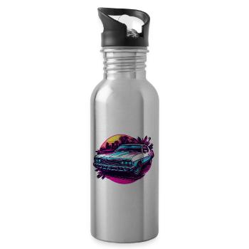 Car / Vehicle / Passenger Car / Mobile / Old Timer / Driving - Water bottle with straw - silver - Right