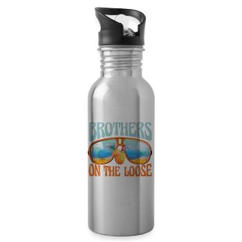 Brothers On The Loose Sibling Journey - Water bottle with straw - silver - Right