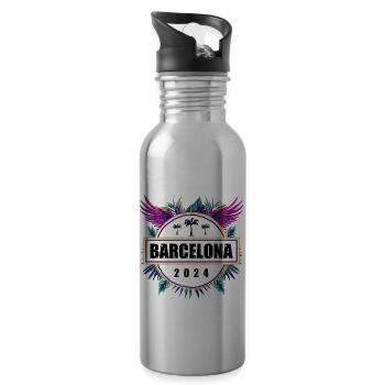 L’équipe de Barcelone 2024 - Gourde avec paille intégrée - argent clair - Droite
