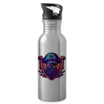 Crâne de pirate - Gourde avec paille intégrée - argent clair - Droite