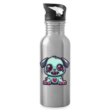 Hund Halloween Zombie Baby - Trinkflasche mit integriertem Trinkhalm - Lightsilver - Rechts