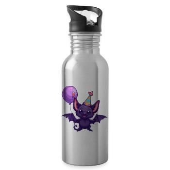 Bat Birthday Baby - Water bottle with straw - silver - Right