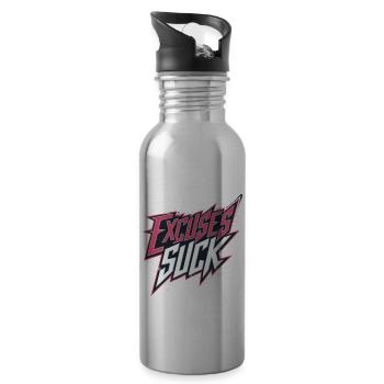 Excuses Suck 14 - Trinkflasche mit integriertem Trinkhalm - Lightsilver - Rechts