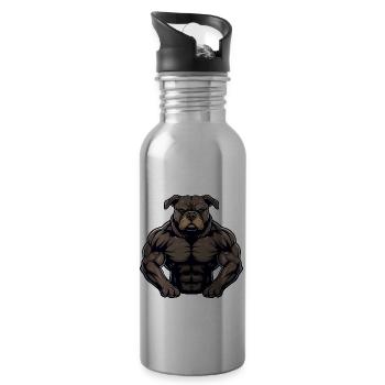 Staffordshire Bull Terrier Chien Muscles Fitness - Gourde avec paille intégrée - argent clair - Droite