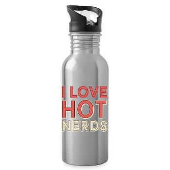 I Love Hot Nerds 20 - Trinkflasche mit integriertem Trinkhalm - Lightsilver - Rechts