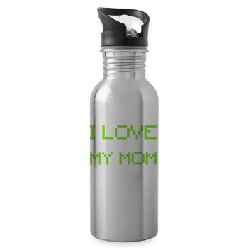 I Love My Mom - Gamer Teen Boys Funny Video Game - Water bottle with straw - silver - Right
