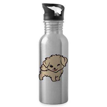 Golden Retriever - Chiot Golden Retriever mignon - Gourde avec paille intégrée - argent clair - Droite