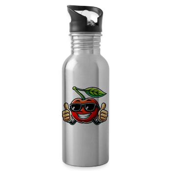 Coole Kirsche mit Sonnenbrille - Trinkflasche mit integriertem Trinkhalm - Lightsilver - Rechts