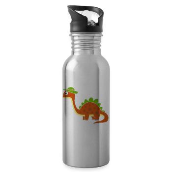 Drôle de dinosaure avec des points - Gourde avec paille intégrée - argent clair - Droite