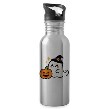Mignon mais effrayant - Halloween Kawaii Ghost - Gourde avec paille intégrée - argent clair - Droite