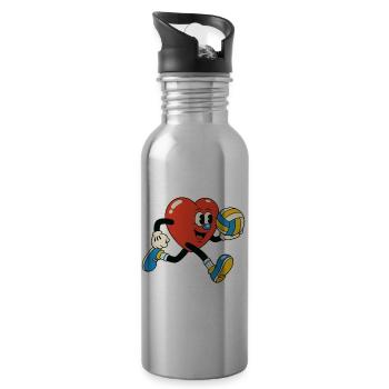 Heart Volleyball Hero Valentine's Day - Water bottle with straw - silver - Right