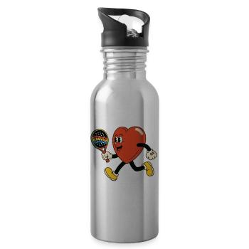 Herz im Paddel - Trinkflasche mit integriertem Trinkhalm - Lightsilver - Rechts