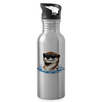Otter Cooler Fischotter mit Sonnenbrille - Trinkflasche mit integriertem Trinkhalm - Lightsilver - Rechts
