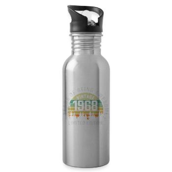 Legendary since 1968, Vintage Edition 1968 Retro - Water bottle with straw - silver - Right