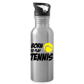 Born to play Tennis - Water bottle with straw - silver - Right