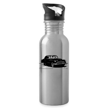 Car Car Vehicle Oldtimer - Water bottle with straw - silver - Right