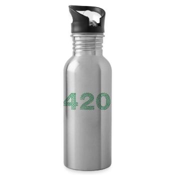 420 Hanfblätter Cannabis Geschenk Geschenkidee - Trinkflasche mit integriertem Trinkhalm - Lightsilver - Rechts