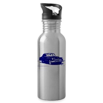 Old Timer in blau - Trinkflasche mit integriertem Trinkhalm - Lightsilver - Rechts