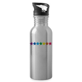 Étoiles Rainbow horizontales - Gourde avec paille intégrée - argent clair - Droite
