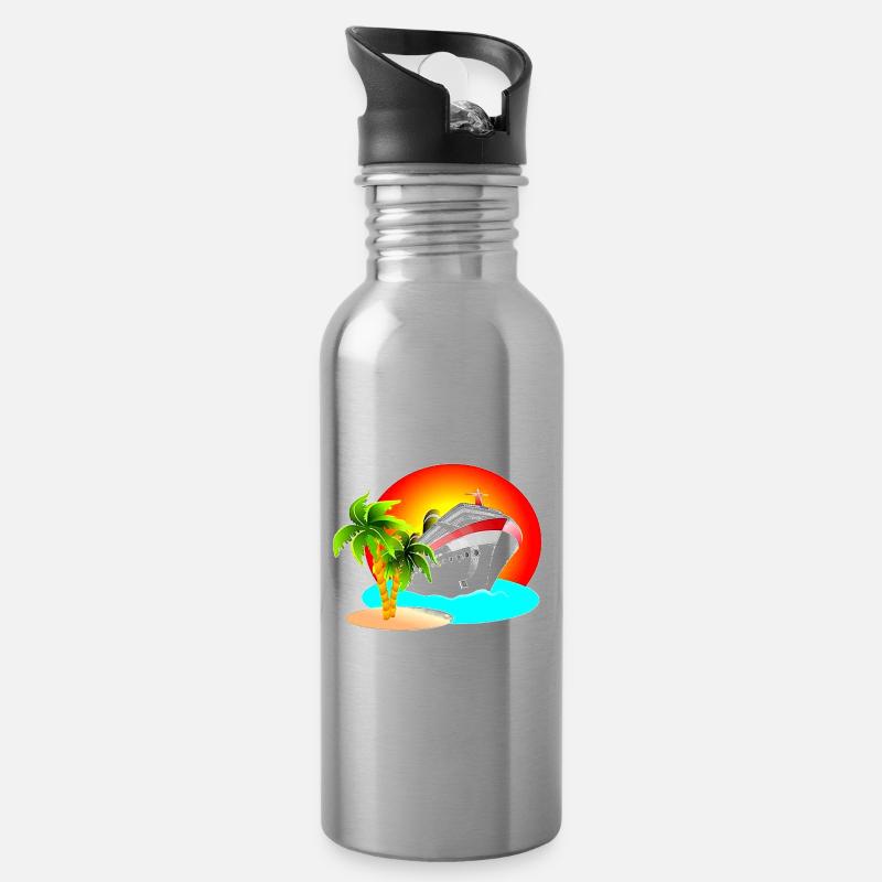 Schiff - Trinkflasche mit integriertem Trinkhalm - Lightsilver