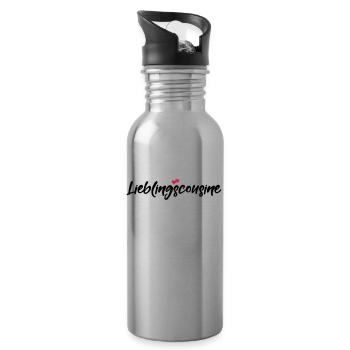 Lieblingscousine beste Cousine Spruch Geschenk - Trinkflasche mit integriertem Trinkhalm - Lightsilver - Rechts