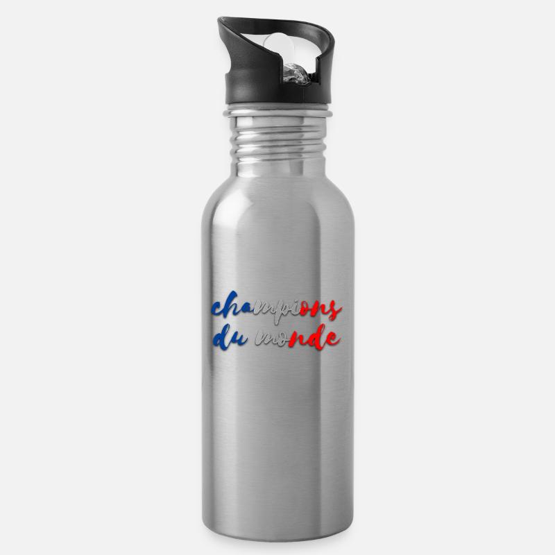 Champions du Monde - Water bottle with straw - silver