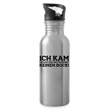 Ich kam ich sah direkt keinen Bock Geschenkidee - Trinkflasche mit integriertem Trinkhalm - Lightsilver - Rechts