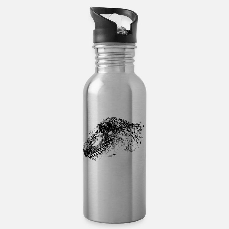 T-Rex - Trinkflasche mit integriertem Trinkhalm - Lightsilver