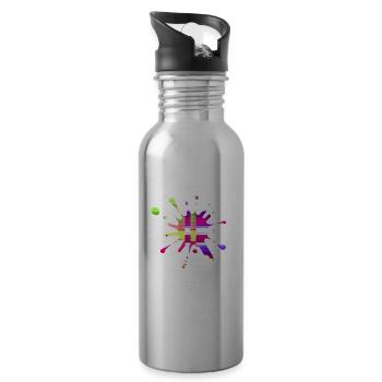 Farbklecks4 - Trinkflasche mit integriertem Trinkhalm - Lightsilver - Rechts