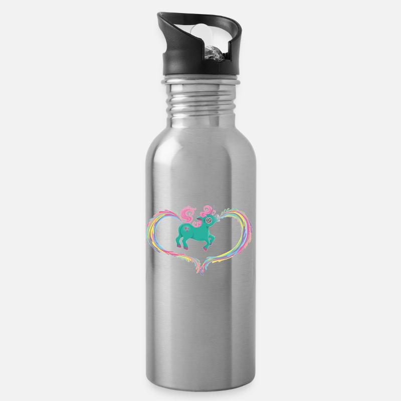 Unicorn - Gourde avec paille intégrée - argent clair