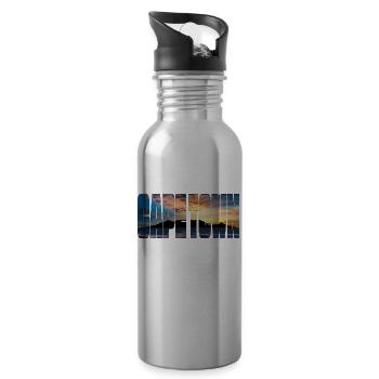 Montagne de la Table du Cap - Gourde avec paille intégrée - argent clair - Droite