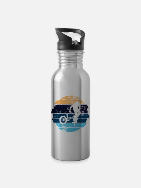 BMX - Trinkflasche mit integriertem Trinkhalm - Lightsilver
