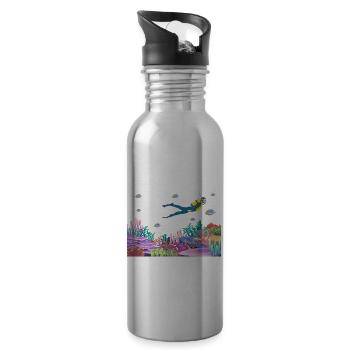 Diving Adventure Divers Sea Ocean - Water bottle with straw - silver - Right