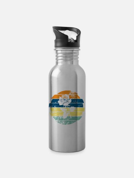 Rose - Trinkflasche mit integriertem Trinkhalm - Lightsilver