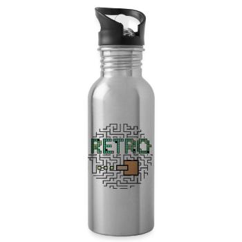 Retro Text & Maze Shooter Spiel - Trinkflasche mit integriertem Trinkhalm - Lightsilver - Rechts
