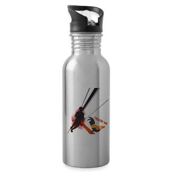 pool basketball humor basketball player rooster - Water bottle with straw - silver - Right