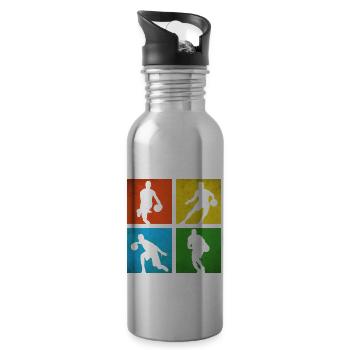 Basketballer - Trinkflasche mit integriertem Trinkhalm - Lightsilver - Rechts