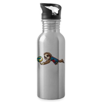Volleyball Trainerin Faultier - Lustiges - Trinkflasche mit integriertem Trinkhalm - Lightsilver - Rechts