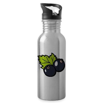 Cassis BlackCurrant Funny Gift Fruit - Water bottle with straw - silver - Right