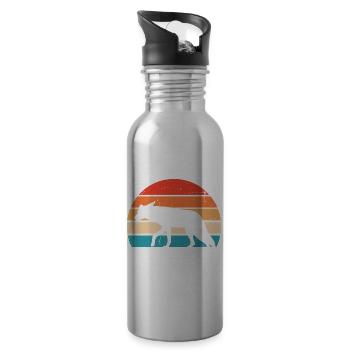 Kojoten Design für Kojotentöter - Trinkflasche mit integriertem Trinkhalm - Lightsilver - Rechts