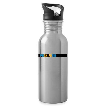 puck futin logo design - Water bottle with straw - silver - Right