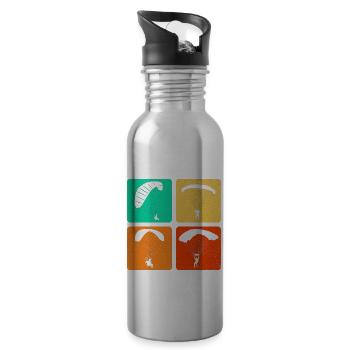 Retro Graphic Paragliding Paraglider Parachute Sky - Trinkflasche mit integriertem Trinkhalm - Lightsilver - Rechts