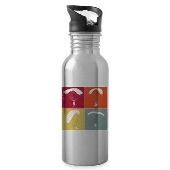 Retro Graphic Paragliding Paraglider Parachute Sky - Trinkflasche mit integriertem Trinkhalm - Lightsilver - Rechts
