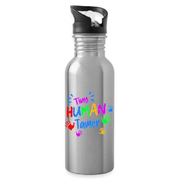 Tiny Human Security Daycare Provider Babysitting D - Trinkflasche mit integriertem Trinkhalm - Lightsilver - Rechts