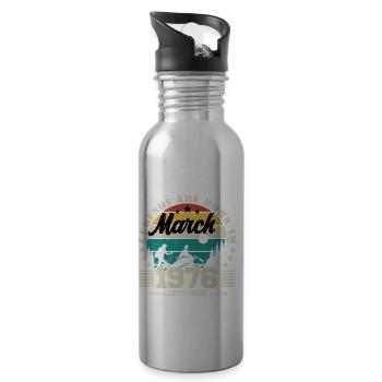 Mars 1976. Cadeau d'anniversaire mars 1976. - Gourde avec paille intégrée - argent clair - Droite