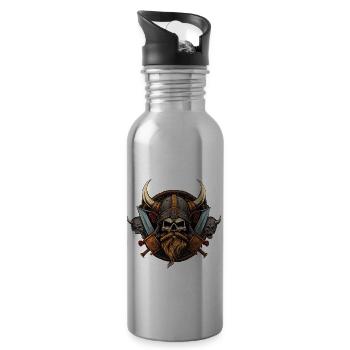Valhalla Odin Skelett - Kanalisieren Sie Ihren - Trinkflasche mit integriertem Trinkhalm - Lightsilver - Rechts