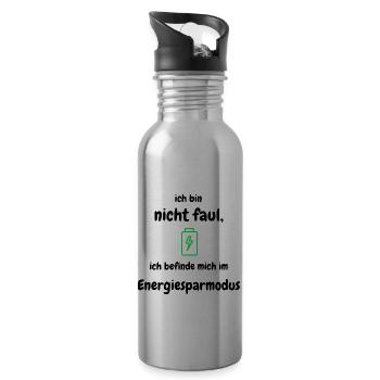 nicht faul, Energiesparmodus - Trinkflasche mit integriertem Trinkhalm - Lightsilver - Rechts